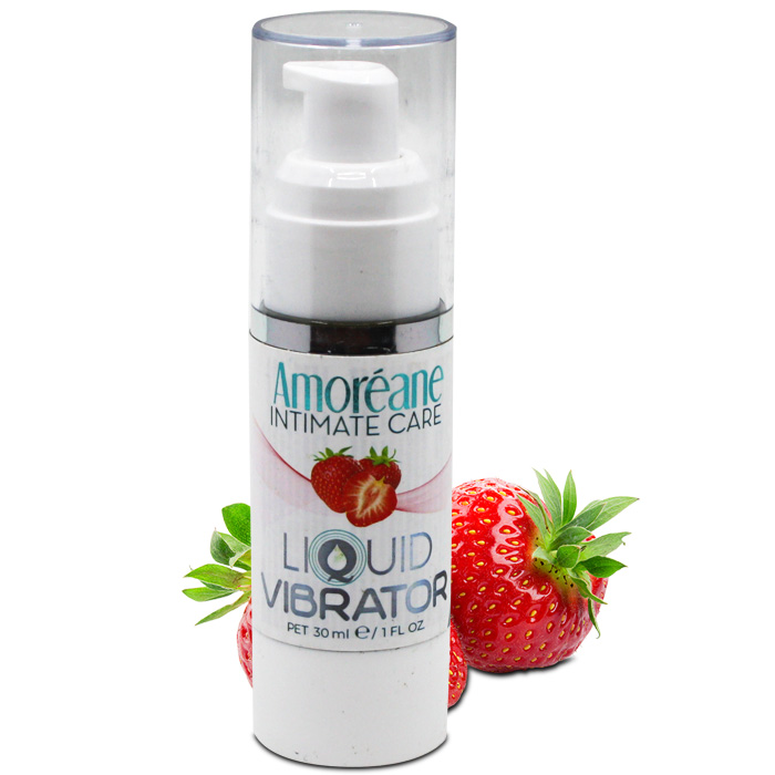 AMOREANE maasika maitsega vedel vibraator 30 ml